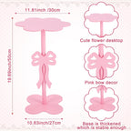 Pink Bow Side Table Small Wood End Table Coffee Coquettish Room Decor Pink Bedside Cocktail Drink Stand for Small Spaces Nightstand Bedroom Couch Chair