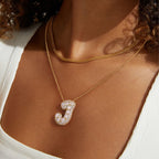 KissYan Bubble Letter Necklace, 14K Gold Plated Personalized Puffy Balloon Initial Pendant with Elegant Box Chain, Inlaid Square & Round CZ Stones for Women Dainty Jewelry Gifts (Gold R)