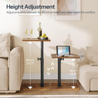 HOOBRO TV Tray Table, 360° Swivel Side Table Sofa Armrest Tray for Couch, Height Adjustable C Shaped End Table, Snack Desk with Cup Holder, for Small Spaces, Rustic Brown and Black BF234BZ01