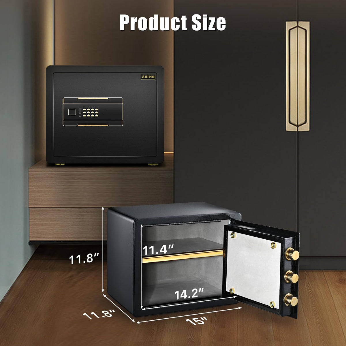 Small Fireproof Security Box ADIMO Home Safe Box, 1.2 Cubic Feet Security Safe Box with Fireproof W ...