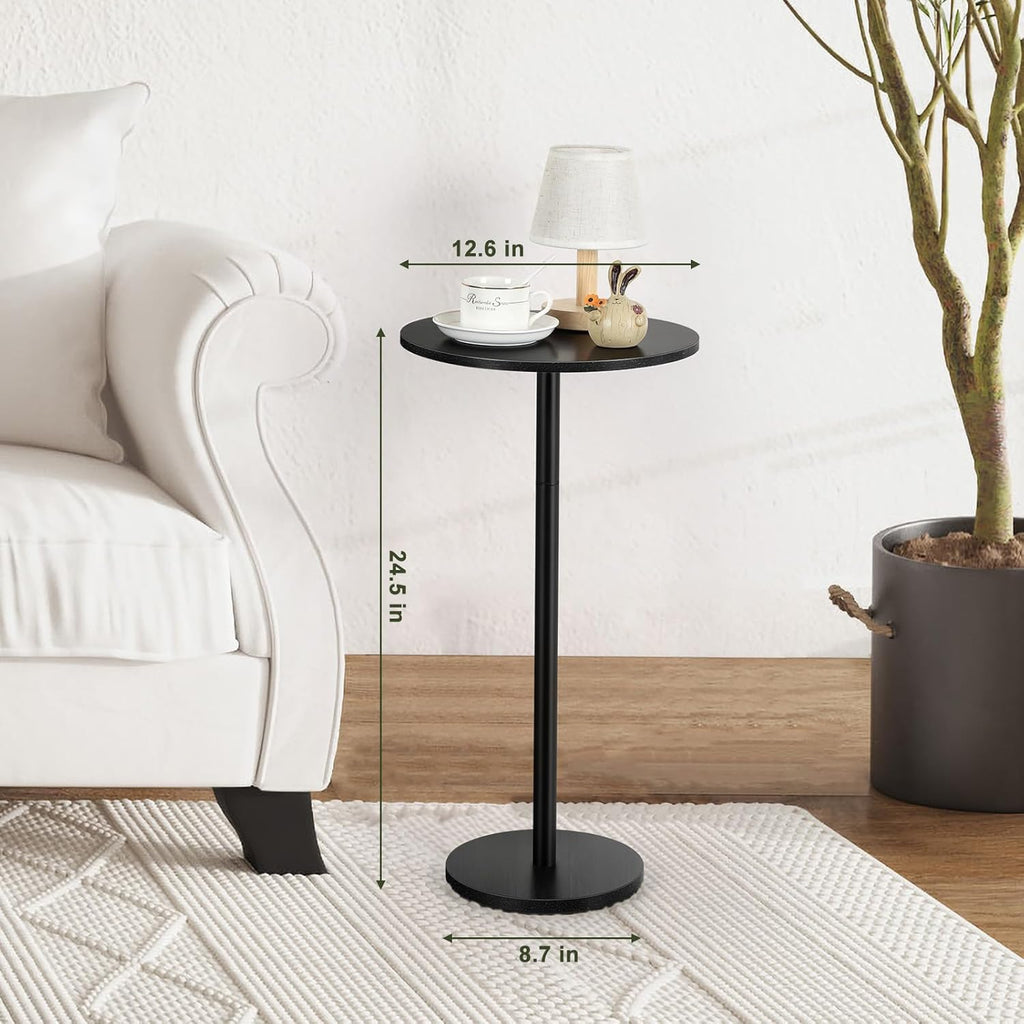 Vrisa Drink Table Small End Table Set of 2 Round Pedestal Side Table Martini Table Modern Coffee Table for Small Spaces, Living Room, Bedroom, Sofa Couch Chair, Black