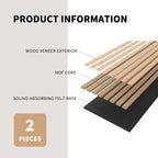 POHARE Wood Slat Wall Panels, 2 Pack Accent Decorative Acoustic Wood Slats for Wall and Ceilings, Acoustic Panels for Interior Wall Décor on Felt Back Board, Oak, 8 x 1 ft - Grand Goldman