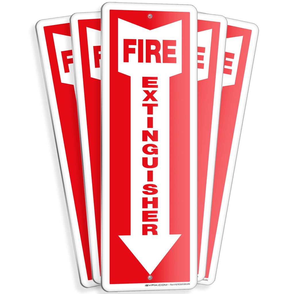 iSYFIX Fire Extinguisher Signs – 3 Pack 4x12 Inch – 40 mil Thick Polystyrene Plastic, Laminated for Ultimate UV, Weather, Scratch, Water & Fade Resistance, Indoor & Outdoor
