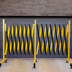 11 Traffic Barricade with Casters, Metal Expandable Barricade, Folding Security Gate, Retractable Fence Outdoor Barricade Fence for Construction Area, Traffic Control（2 Pack)