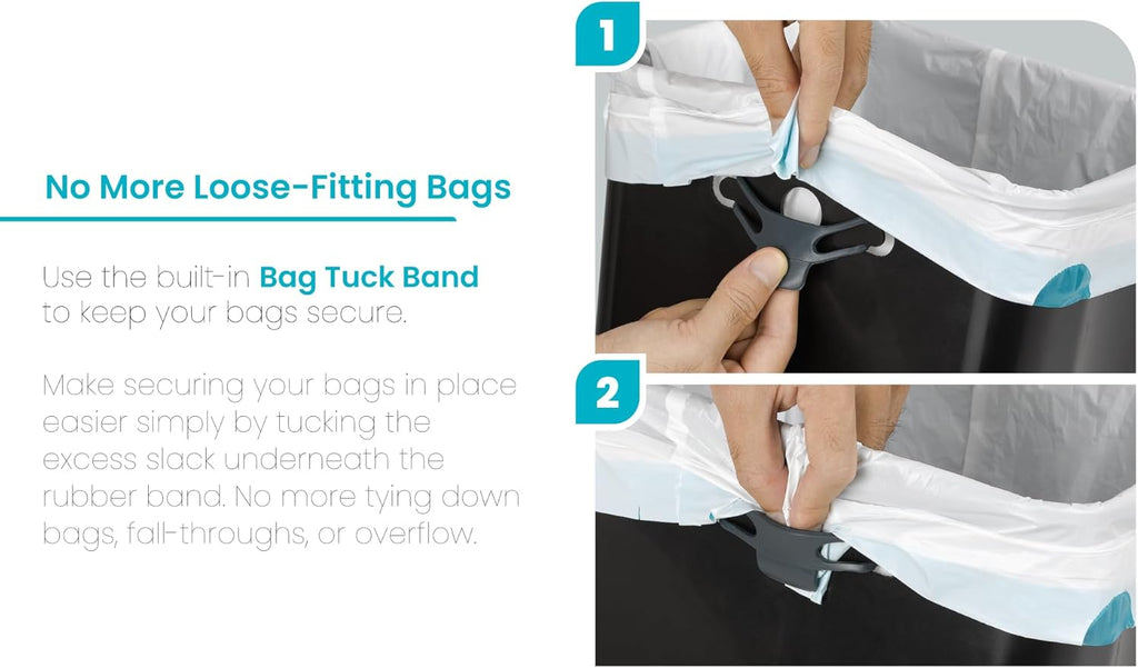 Home Zone Living 16 Gallon Large Kitchen Trash Can with Three Compartments for Recycling, Stainless Steel, Silver, 60 Liters Total