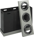 Safco Trash Can Recycle Bin Combo, 28 Gallon Each (3 Bin), At Your Disposal Recycling Center, Black/Grey