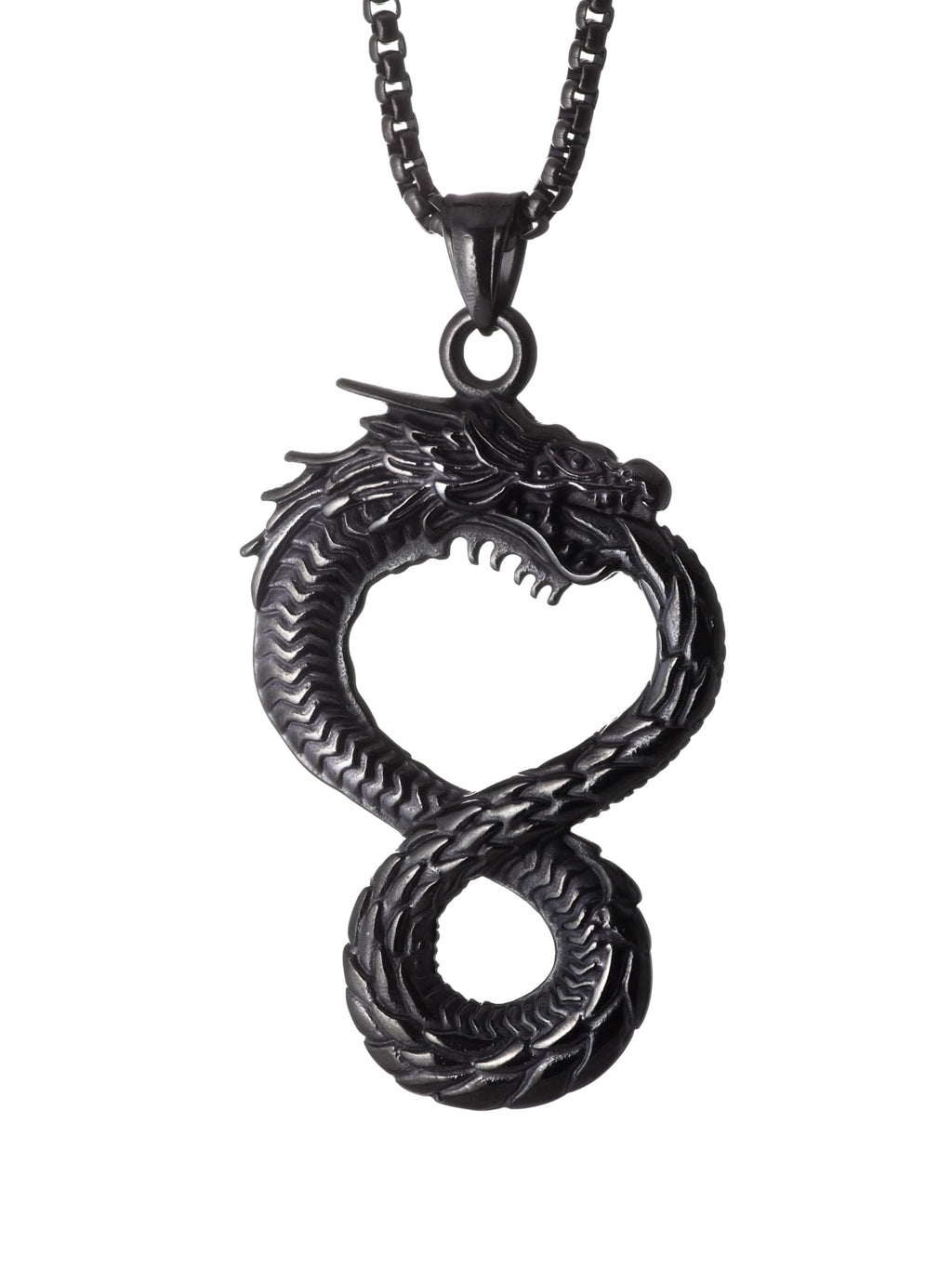 HAQUIL Dragon Necklace, Ouroboros Serpent Dragon Pendant, Dragon Jewelry Gift for Men and Women