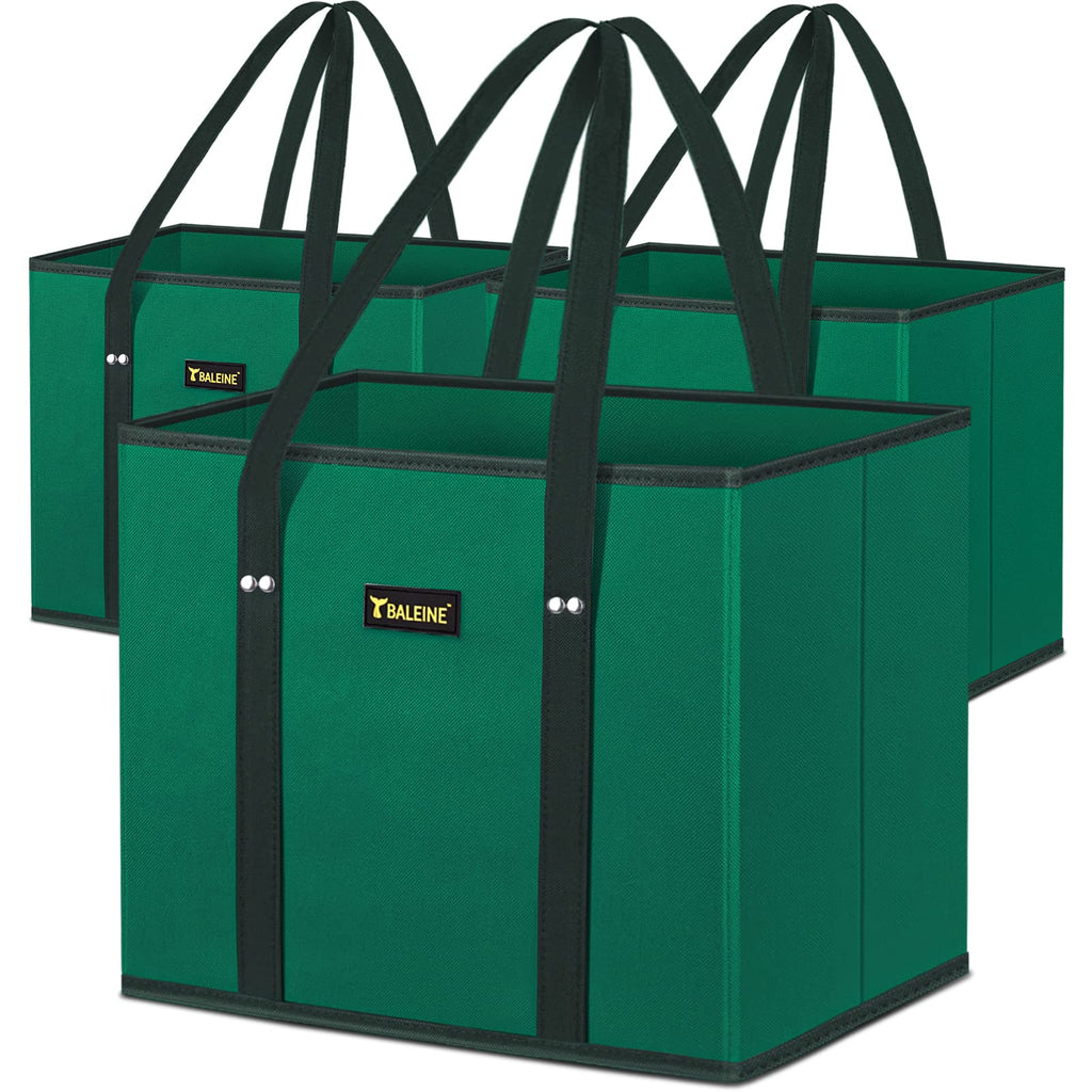 BALEINE 3Pk Reusable Grocery Bags, Foldable Shopping Bags for Groceries with Reinforced Bottom & Handles (Antique Foliage)