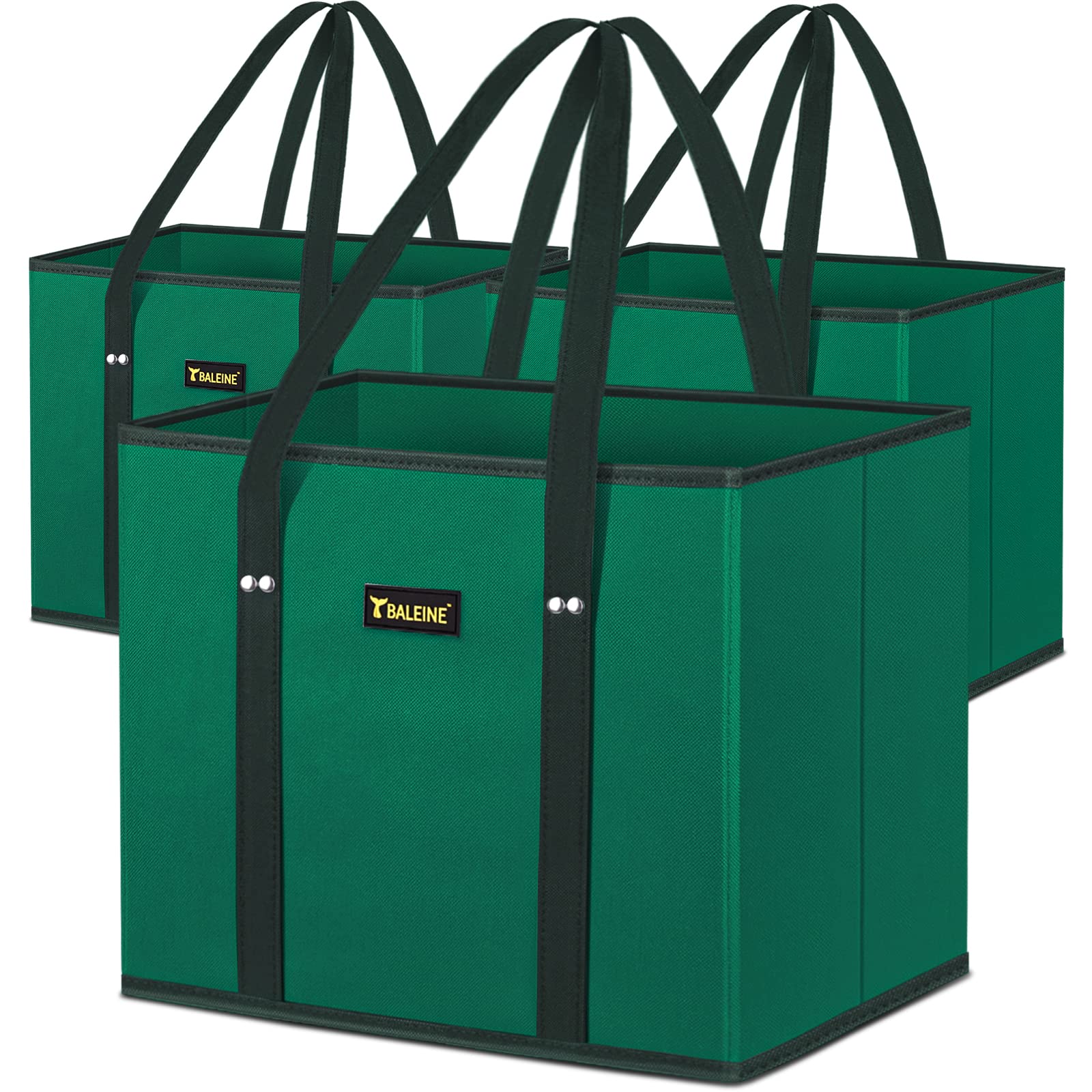BALEINE 3Pk Reusable Grocery Bags, Foldable Shopping Bags for Groceries with Reinforced Bottom & Handles (Antique Foliage)