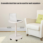 Pedestal Side Table Round with Wheel, Rotating Couch Tables That Slide Under, Small Side Table for Living Room and Bedroom Sofas, Beds, Mini Coffee Tables, (H) 22.4 *(W) 11.8 (Assembly Required)