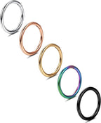 Jstyle 5Pcs 316L Surgical Steel Septum Rings Nose Rings Hoop 16G 18G 20G Hinged Clicker Hoop Nose Rings for Women Men Cartilage Hoop Earring Lip Helix Rook Tragus Conch Septum Nose Piercing Jewelry