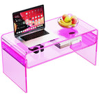 Acrylic Coffee Table for Living Room Clear Rectangle Lucite Table with Open Storage Shelf, Orange