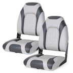 Premium Marine A Pair of Low Back Folding Boat Seat, Fishing Marine Seats with Stainless Steel Screws, Charcoal/Black(2 Seats)