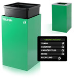 Alpine Commercial Indoor Recycle Bin - 29 Gallon Modern Looking Black Recycle Bin, Office Recycling Bins, Metal Trash and Recycling Container with Stickers & 3 Optional Lids (lid Sold Separately)