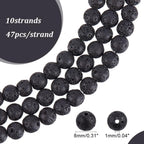 PH PandaHall 470pcs 8mm Lava Beads Natural Black Bead Black Lava Spacer Beads Oil Diffuser Bead Round Rock Stone Volcanic Rock Chakra Stone for Earrings Necklaces Bracelet Jewelry Making