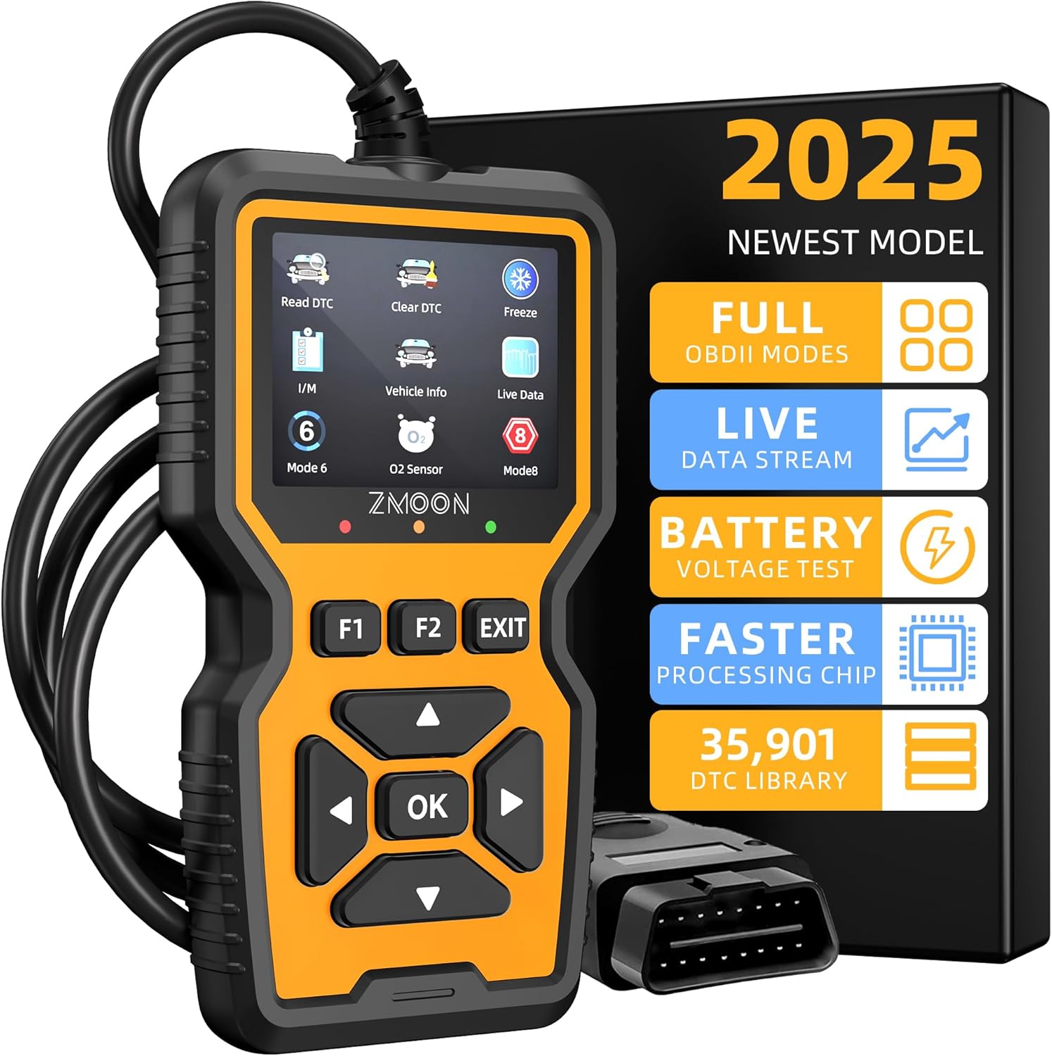 ZMOON ZM201 Professional OBD2 Scanner Diagnostic Tool, Enhanced Check Engine Code Reader with Reset OBDII/EOBD Car Diagnostic Scan Tools for All Vehicles After 1996, 2025 Upgraded