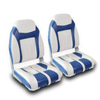 High Back Boat Seats 2 Pack, Folding Fishing Bass Boat Seat, White and Black