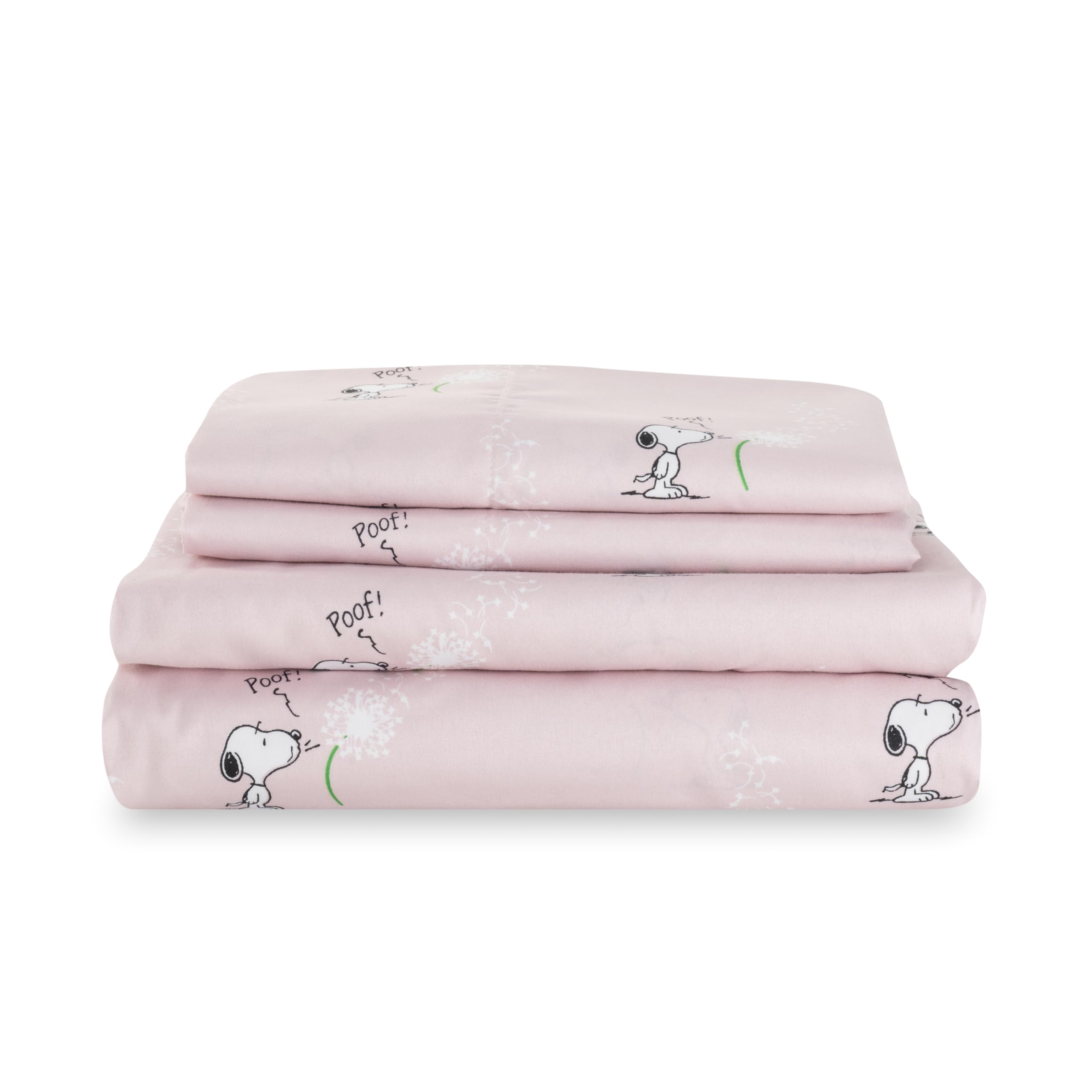 Zestaw pościeli Berkshire Blanket Peanuts® dla dzieci, rozmiar pełny - 4 części, Peanuts® mini pozy i łapy szare, urocze postacie Snoopy nadrukowane na miękkich mikrofibrowych prześcieradłach