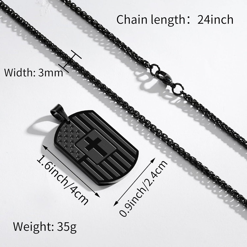 DuoDiner Graduation Gifts-American Dog Tag Necklace Bible Verse Pendant, First Communion Baptism Confirmation Religious Graduation Gifts for Him Boys Men Kids Teens Dad
