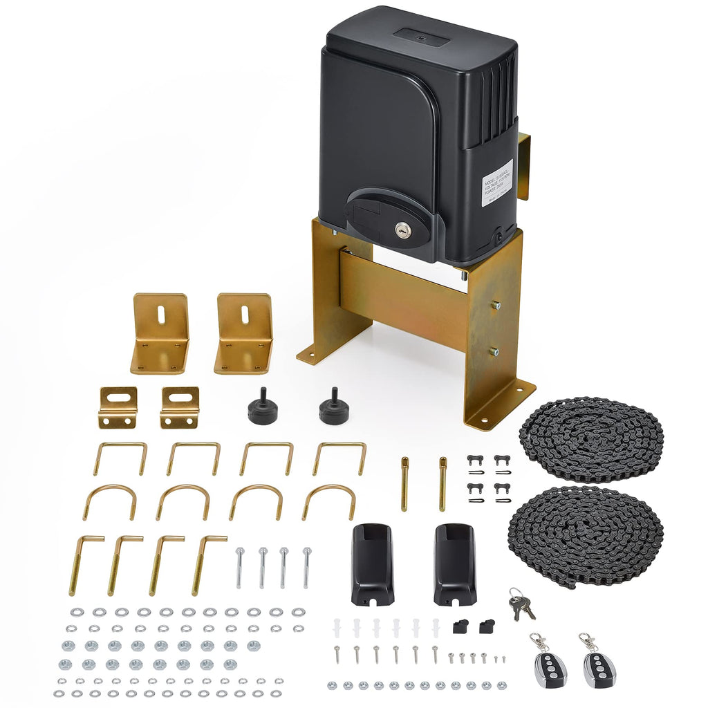 CO-Z 1400lb Sliding Gate Opener Hardware Security System Kit for Sliding Gates Up to 40 Feet, Automatic Gate Opener with Two Remote Controls, Electric Rolling Driveway Slide Gate Motor - Model CG1400