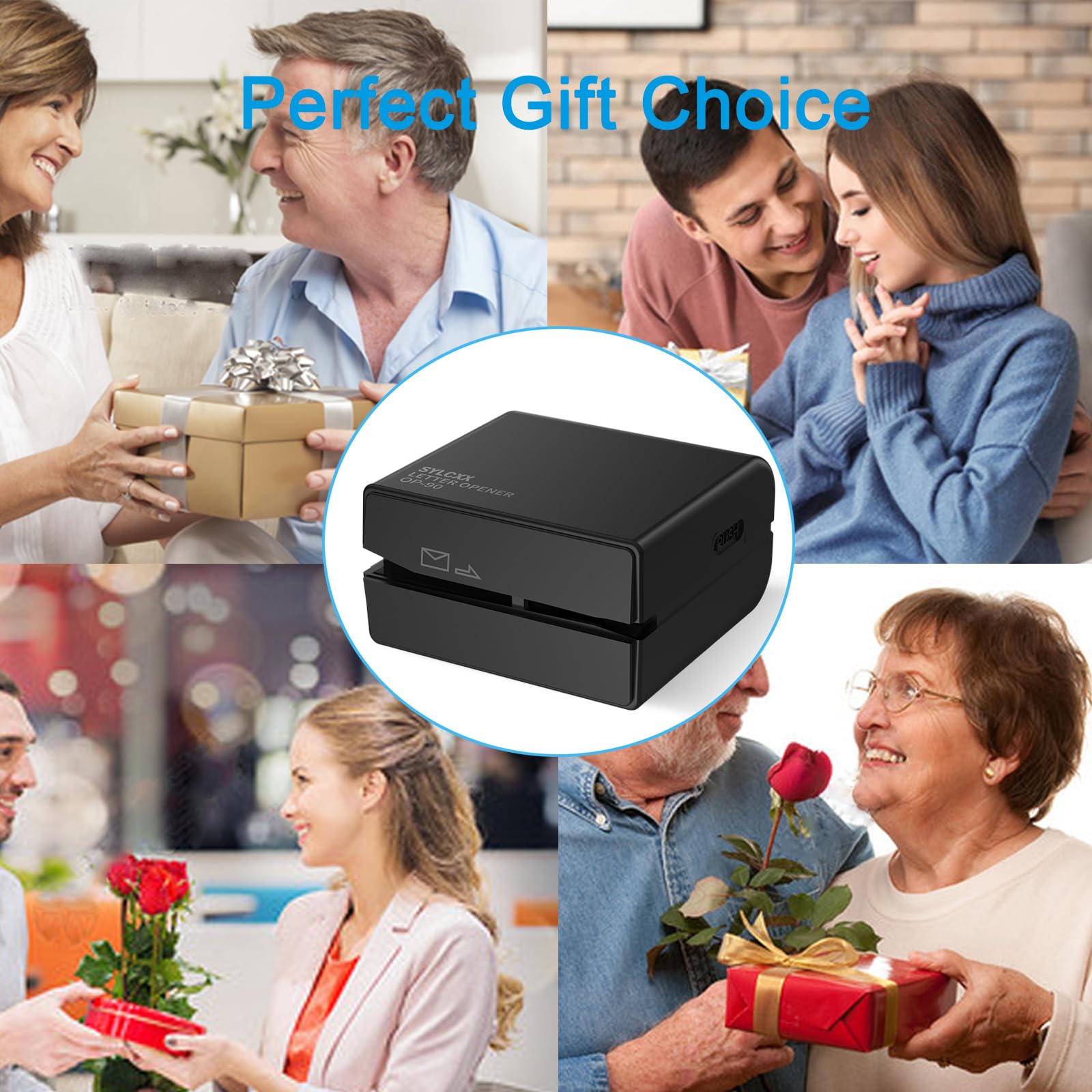 Batteridrevet elektrisk brevsprætter - brevsprættere kuvertklipper, kuvertåbner, poståbner, universel kuverteffektiv brevsprætter til kontor, hjem (sort)
