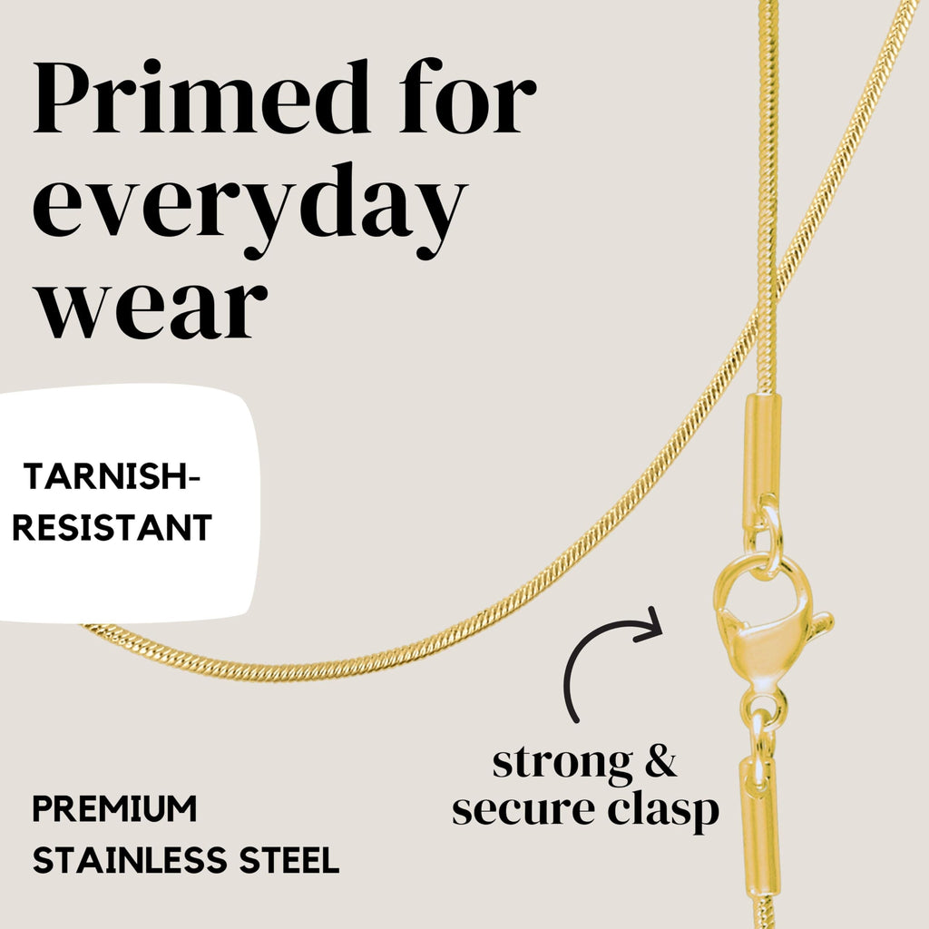 Colar Corrente Cobra KISPER de Ouro 24k – Fino, Delicado, Joia de Aço Inoxidável Banhada a Ouro para Mulheres e Homens com Fecho Lagosta, 20”