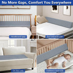 Kayfia Queen Size Pillow Wedge for Headboard Gap Bed Gap Filller (0-8") Mattress Space Filler Pillow Stopper with 2 Side Pocket Triangle Foam Pillow Wedge Between Headboard Mattress(Grey, 60"x10"x6")