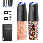 Sangcon Gravity Electric Pepper and Salt Grinder Mill Automatic Shaker Grinder with LED Light, Battery Powered Adjustable Coarseness One Hand Operation, Upgraded Larger Capacity, 1pc