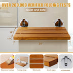 20" Teak Folding Shower Seat Wall Mounted,Fold Down Shower Bench for Small Shower Space, Home Care Teak Wood Stool for Inside Shower,Pregnants-Maximum Load 440lb[European Teak]