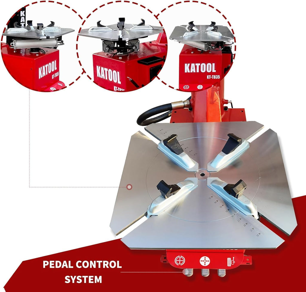 KATOOL KT-T835 Tire Changer with 28" Turn Table 2.0HP Bead Blaster KT-B760 Wheel Balancer with Automatic Measurement Ruler Combo Machine Fit for Tire Repair