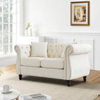 Chesterfield Sofa Couch,80" Button Tufted Velvet Sofa with Rolled Arms&Nailhead Trim,Comfy 3 Seater Sofa,Oversize Mid Century Modern Couch for Living Room,Bedroom,Apartment,Office(Black)