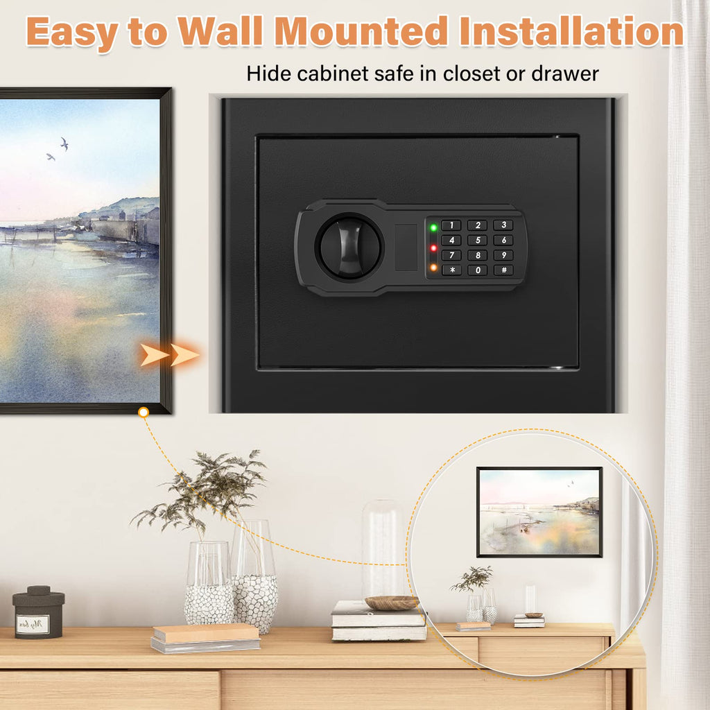 1.2 Kubieke Thuiskluis Vuurvast Waterdicht met Vuurvaste Tas, Inbraakwerende Vuurvaste Kluis met Verwijderbare Plank, Beveiligingskluis voor Pistool Geld Medicijnen Belangrijke Documenten
