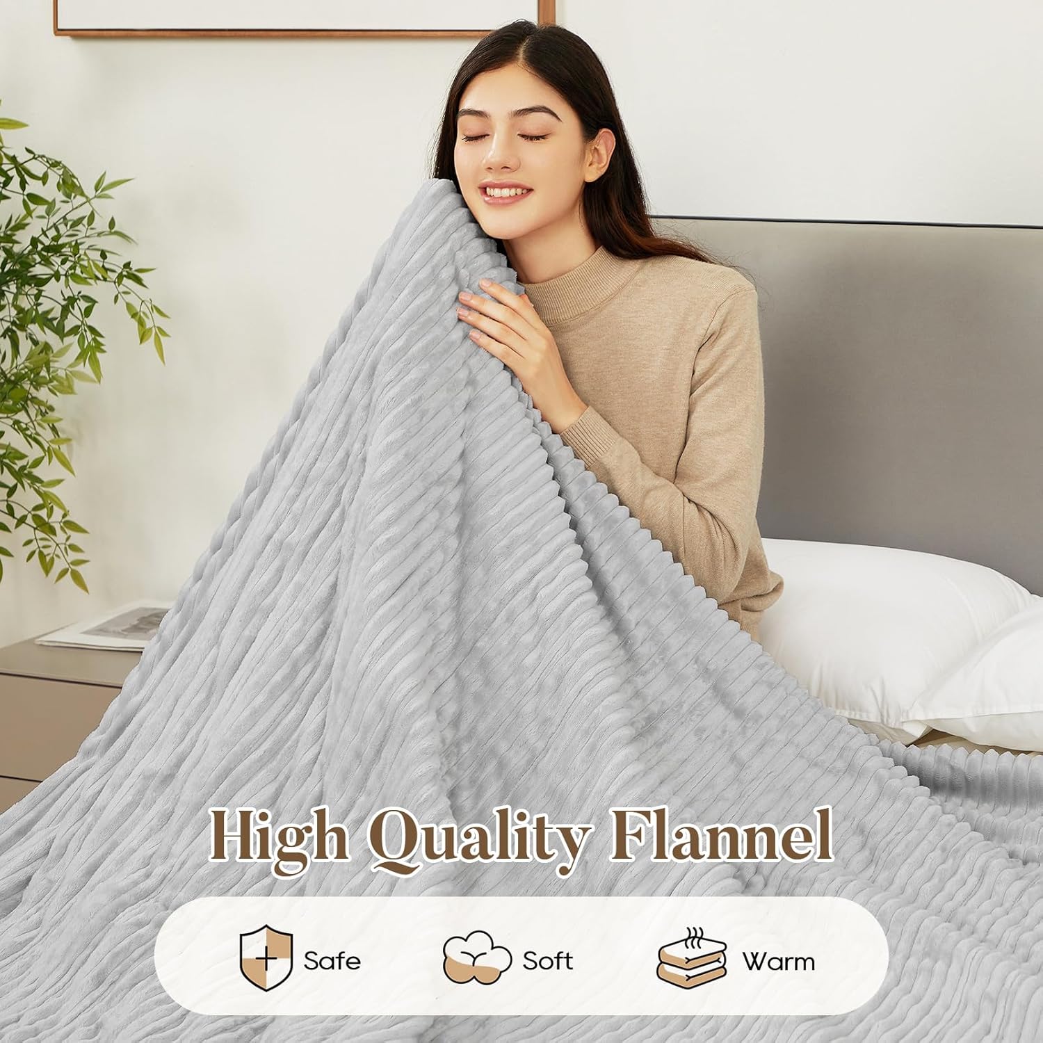 Electric Blanket Heated 84 * 90, Heated Blanket Soft Flannel Heating Queen Size Machine Washable ETL&FCC Certification (Grey)