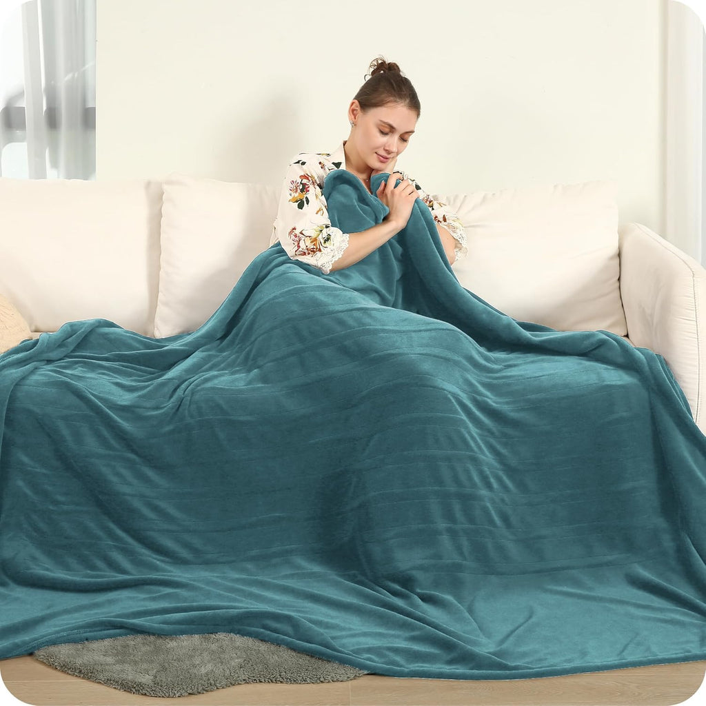 Couverture chauffante électrique DUODUO 72"x84" en polaire corail chaude avec 4 réglages de chaleur et arrêt automatique de 10 heures Protection contre la surchauffe - Gris 