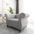 AVZEAR Chesterfield Loveseat Sofa, Upholstered Sofa Modern 2 Seater Couch Sofa Set Style Button Tufted, Mid-Century PU Chesterfield Sofa for Living Room Apartment, PU Black