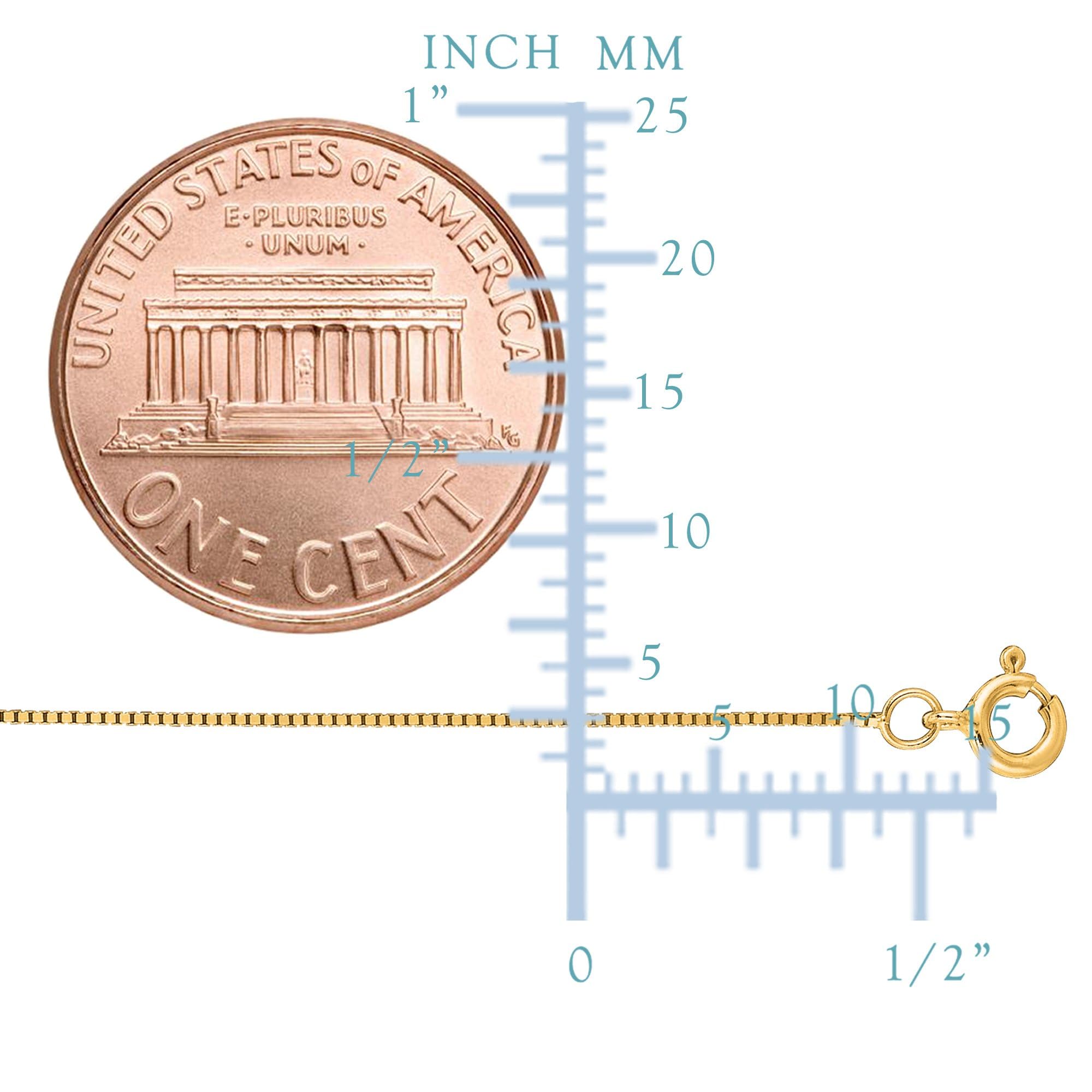 Colar de Corrente Caixa Espelhada de Ouro Maciço Real 10k da Jewelry Affairs, 0,6mm (20 Polegadas, Ouro Amarelo)