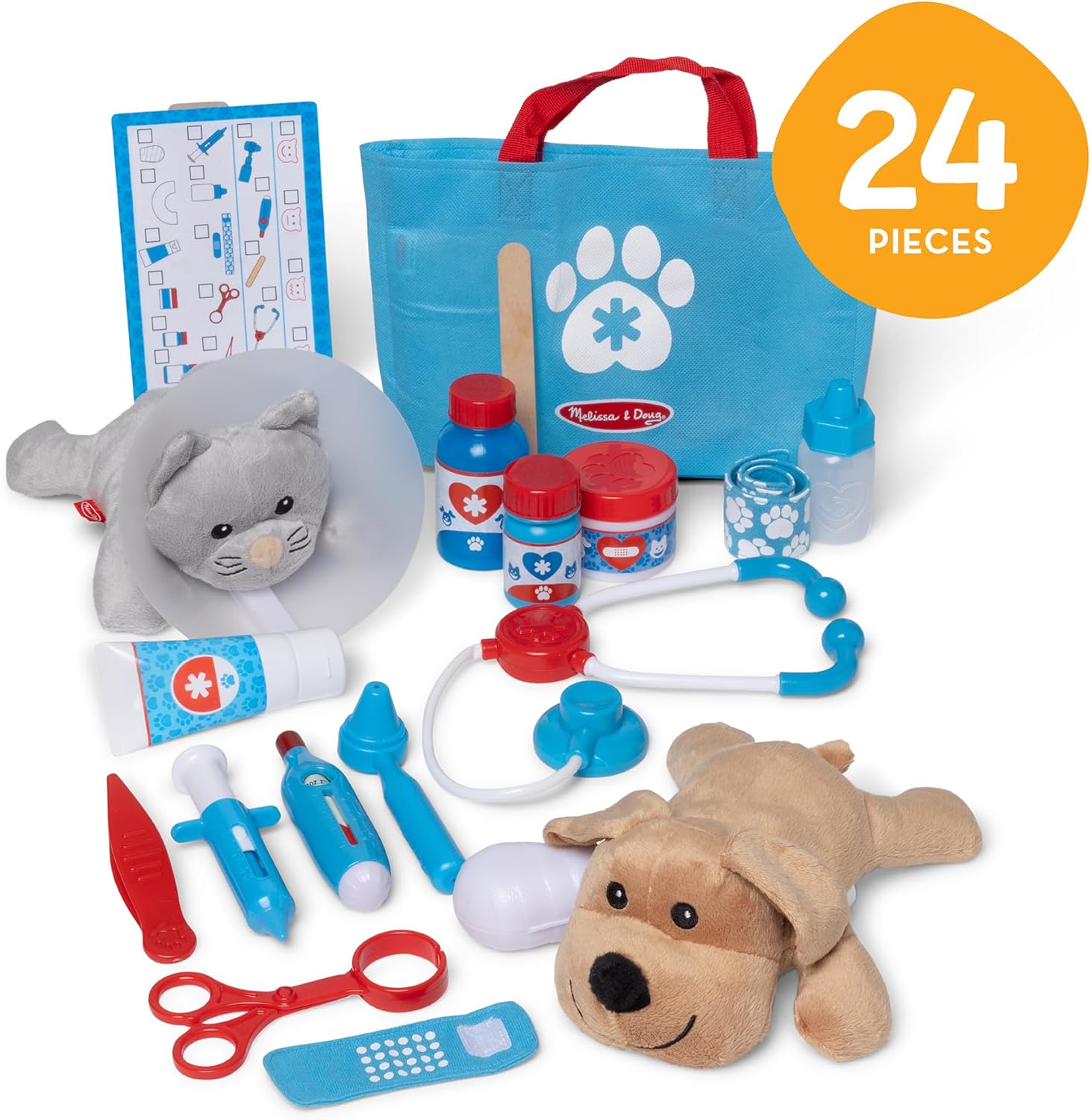 Melissa & Doug Examine and Treat Pet Vet Play Set, 24-Piece Animal