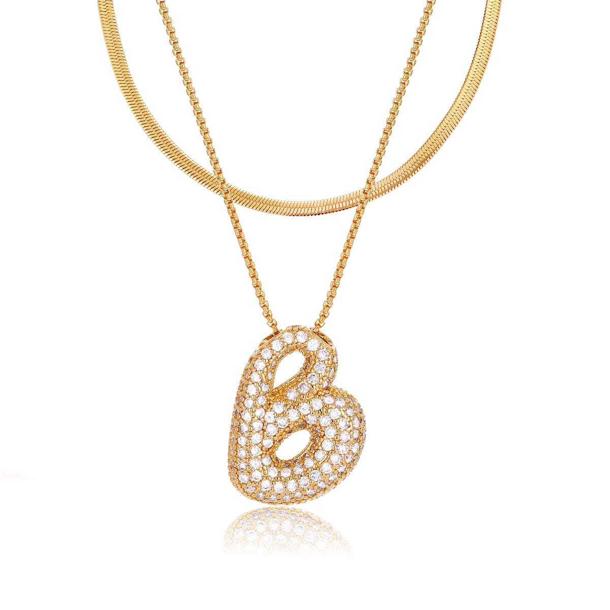 HBFashion Bubble Letter Halskette Ballon Initial Halsketten für Frauen Zierlicher Alphabet Anhänger 18K Goldbeschichtet Gepolsterter Name Personalisierter Schmuck