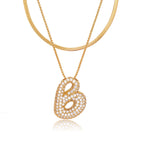 HBFashion Bubble Letter Halskette Ballon Initial Halsketten für Frauen Zierlicher Alphabet Anhänger 18K Goldbeschichtet Gepolsterter Name Personalisierter Schmuck