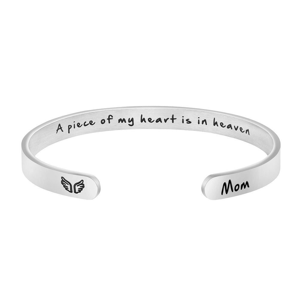 JoycuFF Memorial Gifts for Loss of Mom Dad in Memory of Jewelry Sympathy Bracelet Bereavement Cuff Secret Message Engraved Grief Gifts for Women