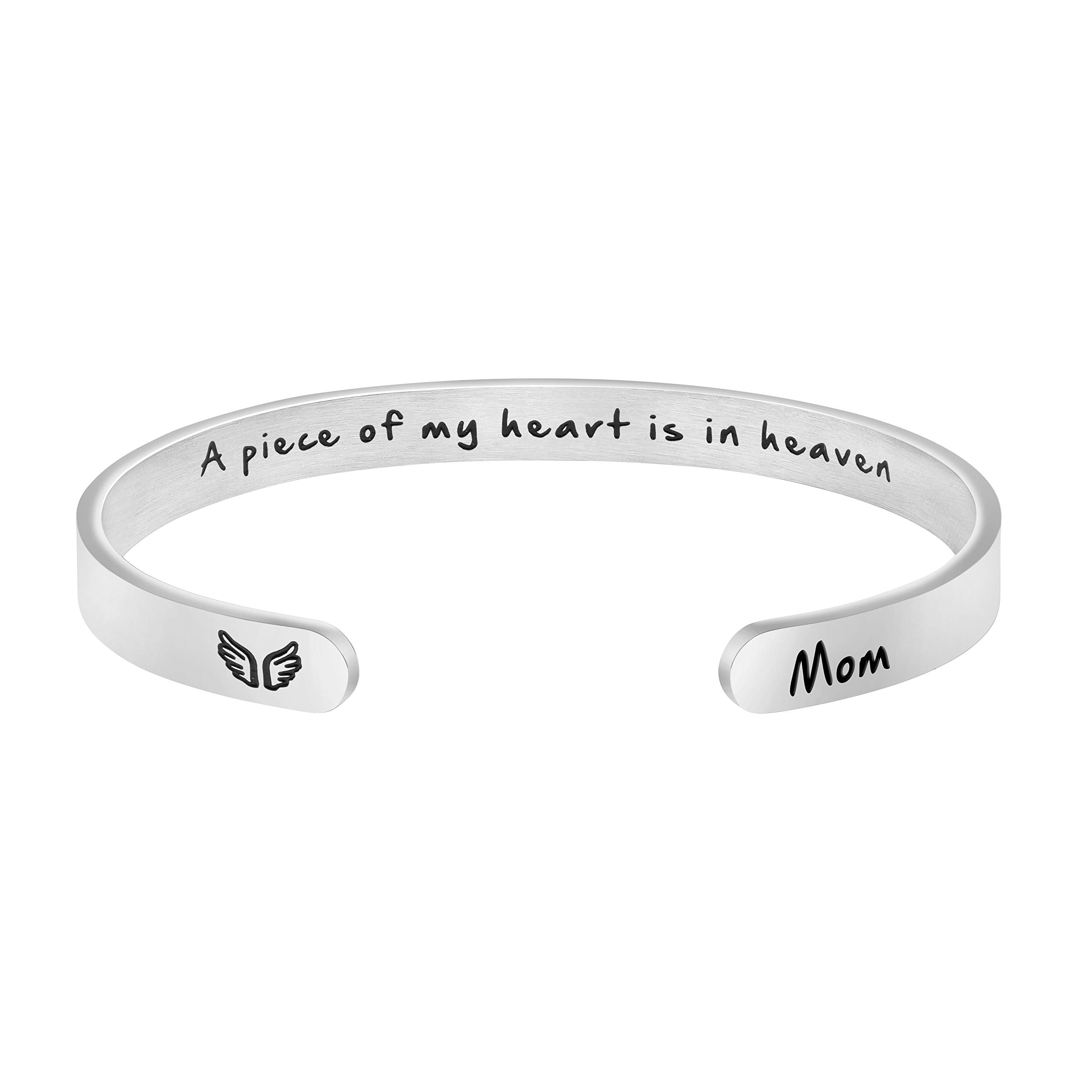 JoycuFF Memorial Gifts for Loss of Mom Dad in Memory of Jewelry Sympathy Bracelet Bereavement Cuff Secret Message Engraved Grief Gifts for Women