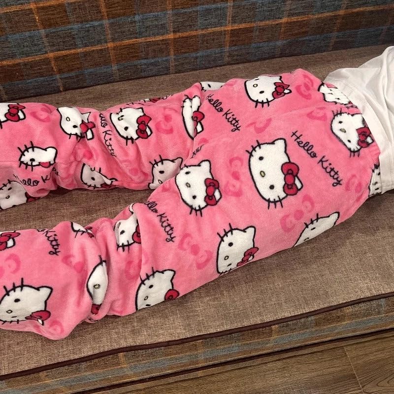 fmjgtt Women's Anime Cartoon Halloween Pajamas Flannel Comfortable Sleep Pajamas Kawaii Casual - Rose, Medium
