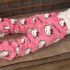 fmjgtt Women's Anime Cartoon Halloween Pajamas Flannel Comfortable Sleep Pajamas Kawaii Casual - Rose, Medium