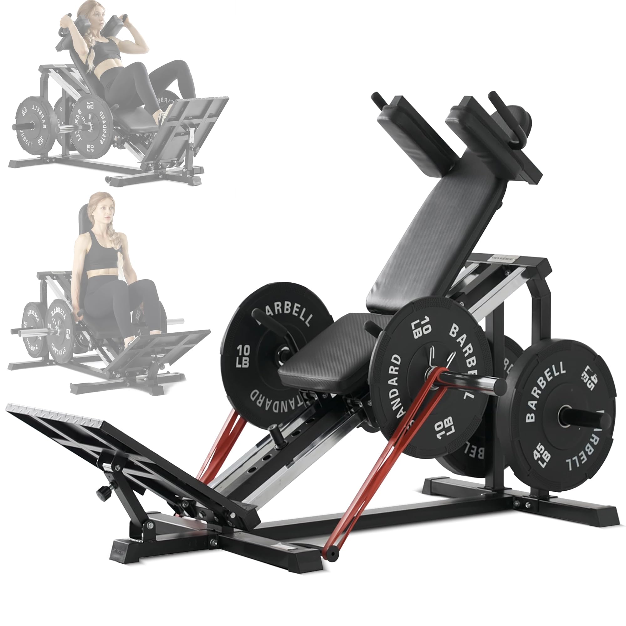 Machine de presse à jambes Mikolo Hack Squat, machine compacte de presse à jambes à 30 degrés pour salle de sport à domicile, machine Hack Squat avec coussin d'épaule amovible, équipement d'entraînement du bas du corps (machine combo)