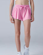 3er-Pack Mädchen Fließende Shorts mit Spandex-Futter 2-in-1 Jugend Schmetterlingsröcke für Fitness, Laufen, Sport (Set 2, Jugend Medium)