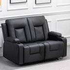 COMHOMA Recline Chair Set，Furniture 2PC Bonded Leather Recliner Set Living Room Set, Sofa, Loveseat（Black,Living Room Set3+2）