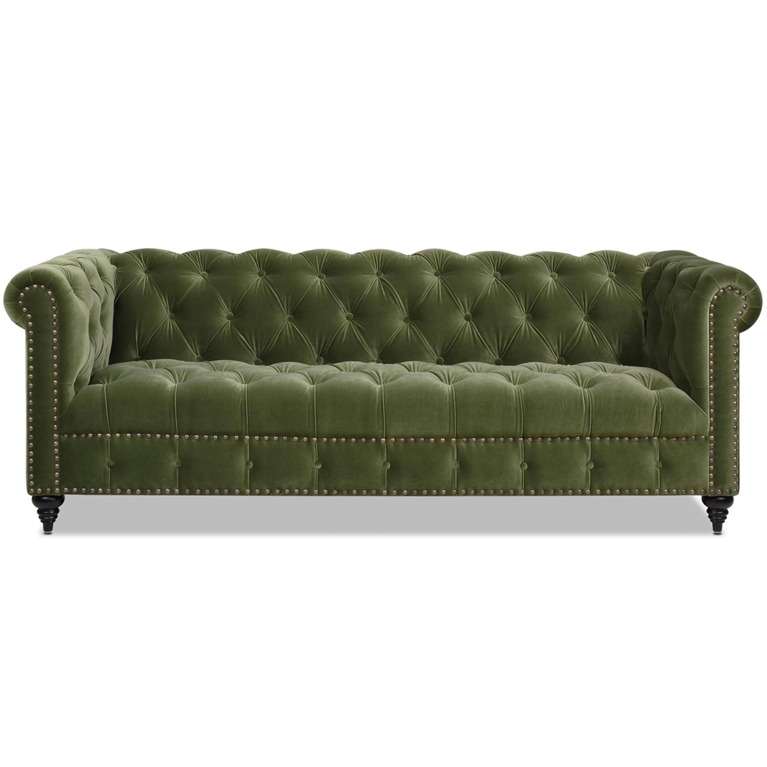 Jennifer Taylor Home Alto 88" Performance Velvet Tufted Chesterfield Sofa in Burnt Orange