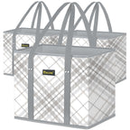 BALEINE 3Pk Reusable Grocery Bags, Foldable Shopping Bags for Groceries with Reinforced Bottom & Handles (Antique Foliage)