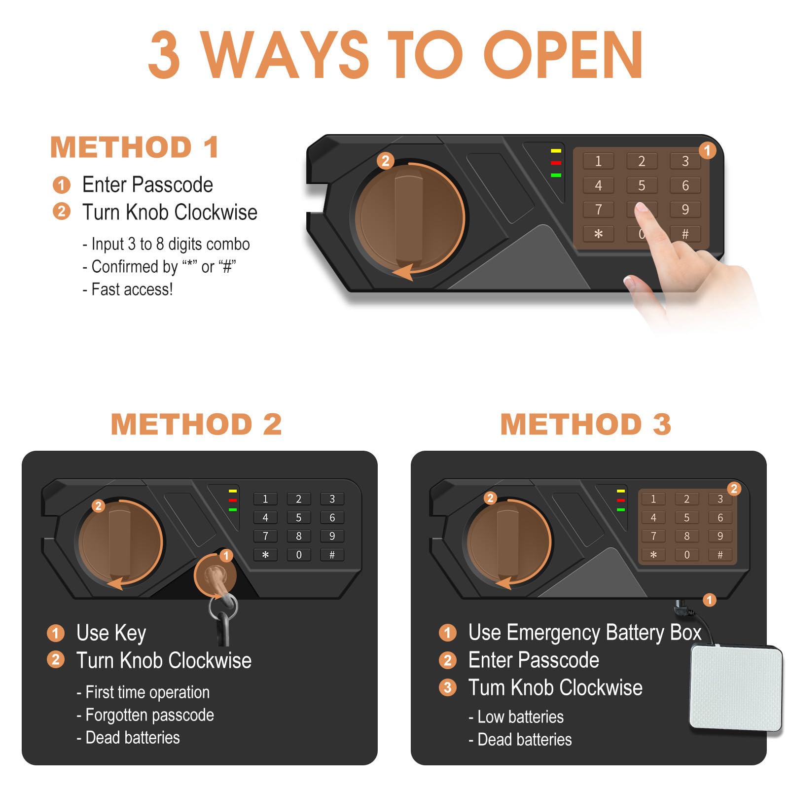 3.0 Cubic Feet Large Safes for Home Use Fire and Water proof, Digital Security Safe with Key and Combination, Home Safes Water and Fireproof for Firearm Medicine Money Valuables