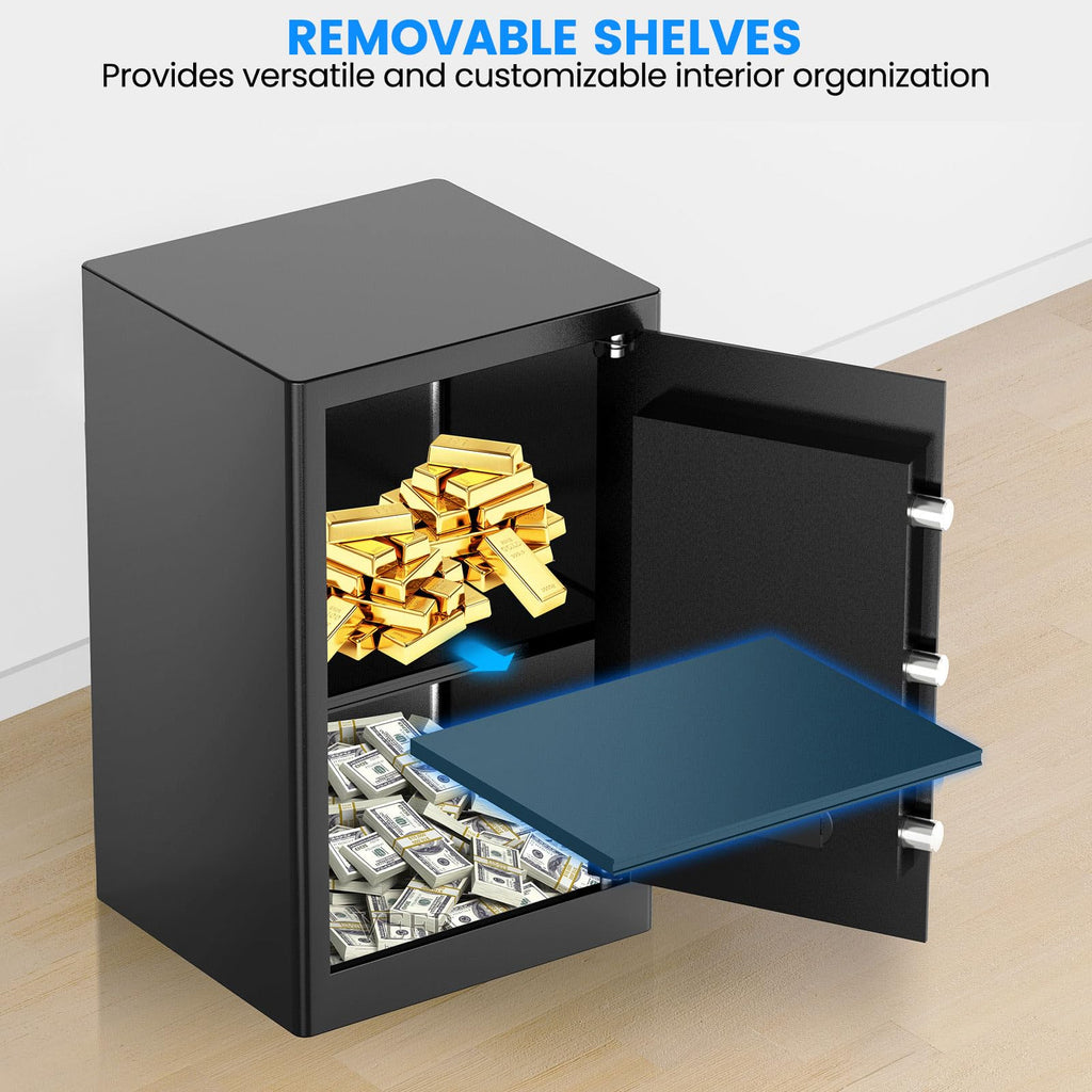 3.0 Cub Large Safe for Home Use, Fireproof Home Safe Box with Electronic Keypad, Spare Key, Smart Alarm, Mute Mode, Anti-theft Fire proof Safe for Documents, Jewelry, Medicines